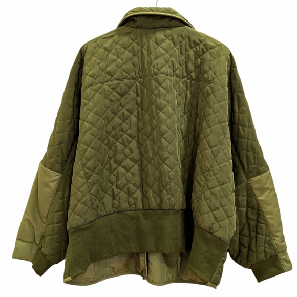 Anthropologie Pilcro Quilted Mixed-Media Bomber Jacket in Moss Green 2X NWT - Picture 6 of 10